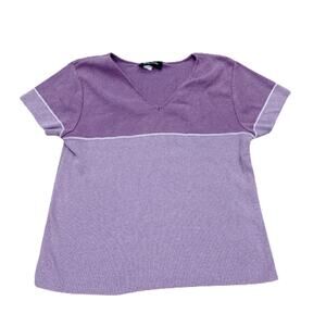 Xhilaration Purple Exposed Stitching V-Neck Short Sleeve Tee